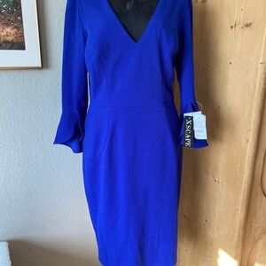Xscape Royal Blue Long Sleeve Dress